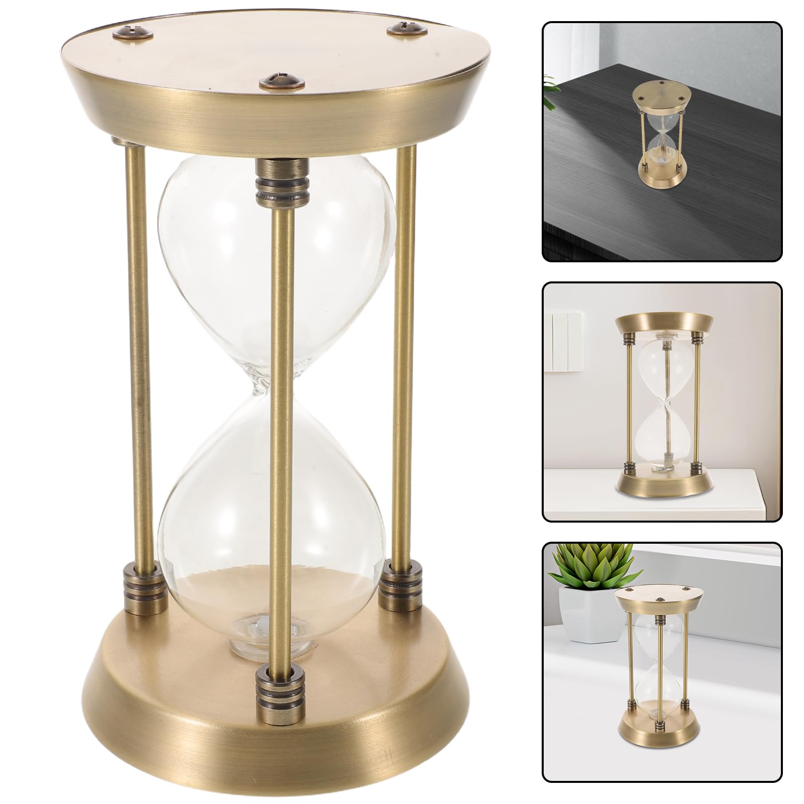 STOBAZA Leere Kleine Sanduhr aus Metall Goldfarben Selbstgemacht Befüllbare Sanduhr Dekoration für Schreibtisch Hochzeitsrituale und Wohnzimmer