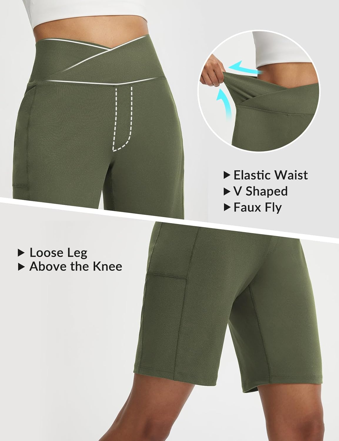 BALEAF Women's Bermuda Long Shorts with Pockets 9" Above Knee Length High Waisted Stretch Walking Athletic Dressy Casual - Image 4