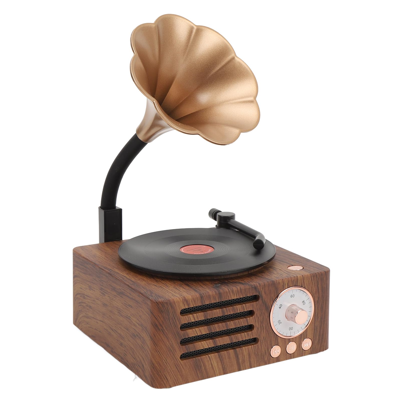 Głośnik Bluetooth, Przenośny, Zabytkowy, Obrotowy Gramofon, Głośnik Stereo w Kształcie, Obsługa Radia Bluetooth 5.0 AUX FM, do Słuchania Muzyki i Dekoracji Wnętrz