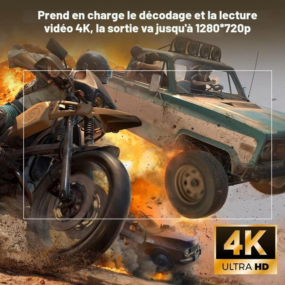 [Apps integrées] Vidéoprojecteur Android avec WiFi 6 et Bluetooth 5.4 Mini Projecteur 1080P Supporte 4K Correction Trapézoïdale Automatique Rotation 180° Compatible HDMI TV Stick Memory Stick Laptop