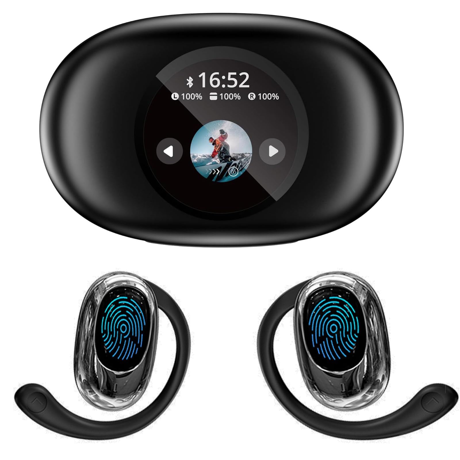 VorsiPro Wireless Earbuds,Open Bluetooth Headset 5.4 Sports Bluetooth Headset with Smart Digital Display, 36 Hours of Playback Time, IP67 Waterproof Lightweight Design for Running and Fitness Sports