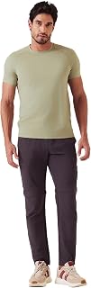 STRCH Nylon Mens Mesh Gym Round Neck T-Shirt | Fawn Green | M Price In India
