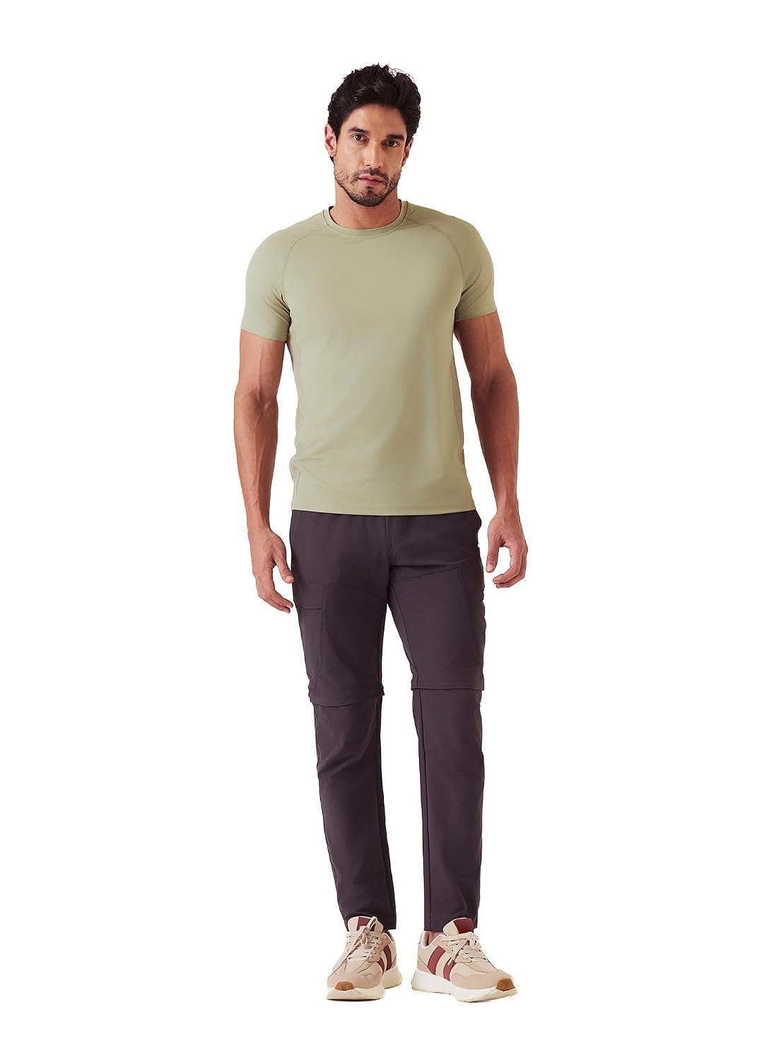 STRCH Nylon Mens Mesh Gym Round Neck T-Shirt | Fawn Green | M - Review, Price and Buying Guide