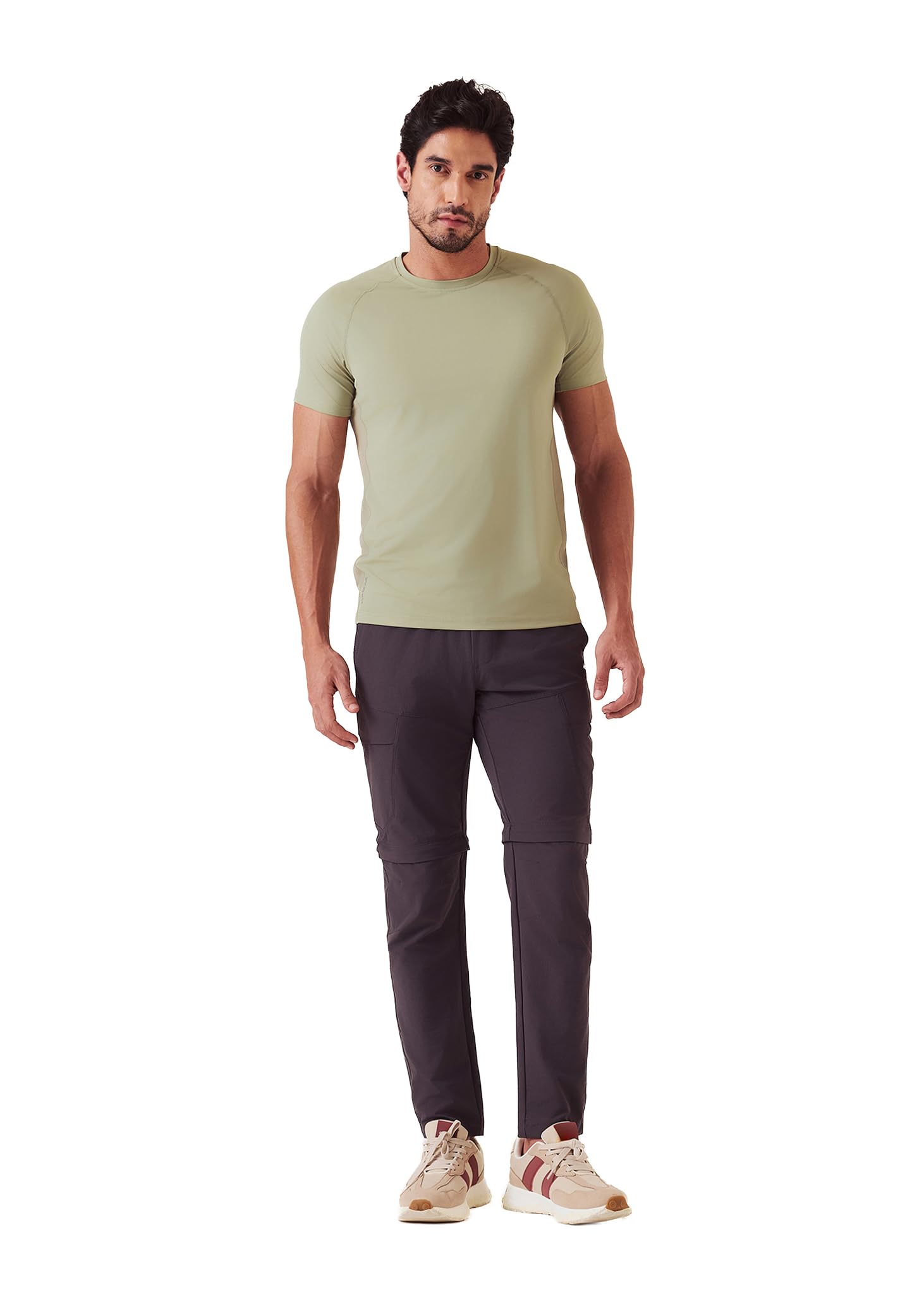 Nylon Mens Mesh Gym Round Neck T-Shirt | Fawn Green | L-image-28