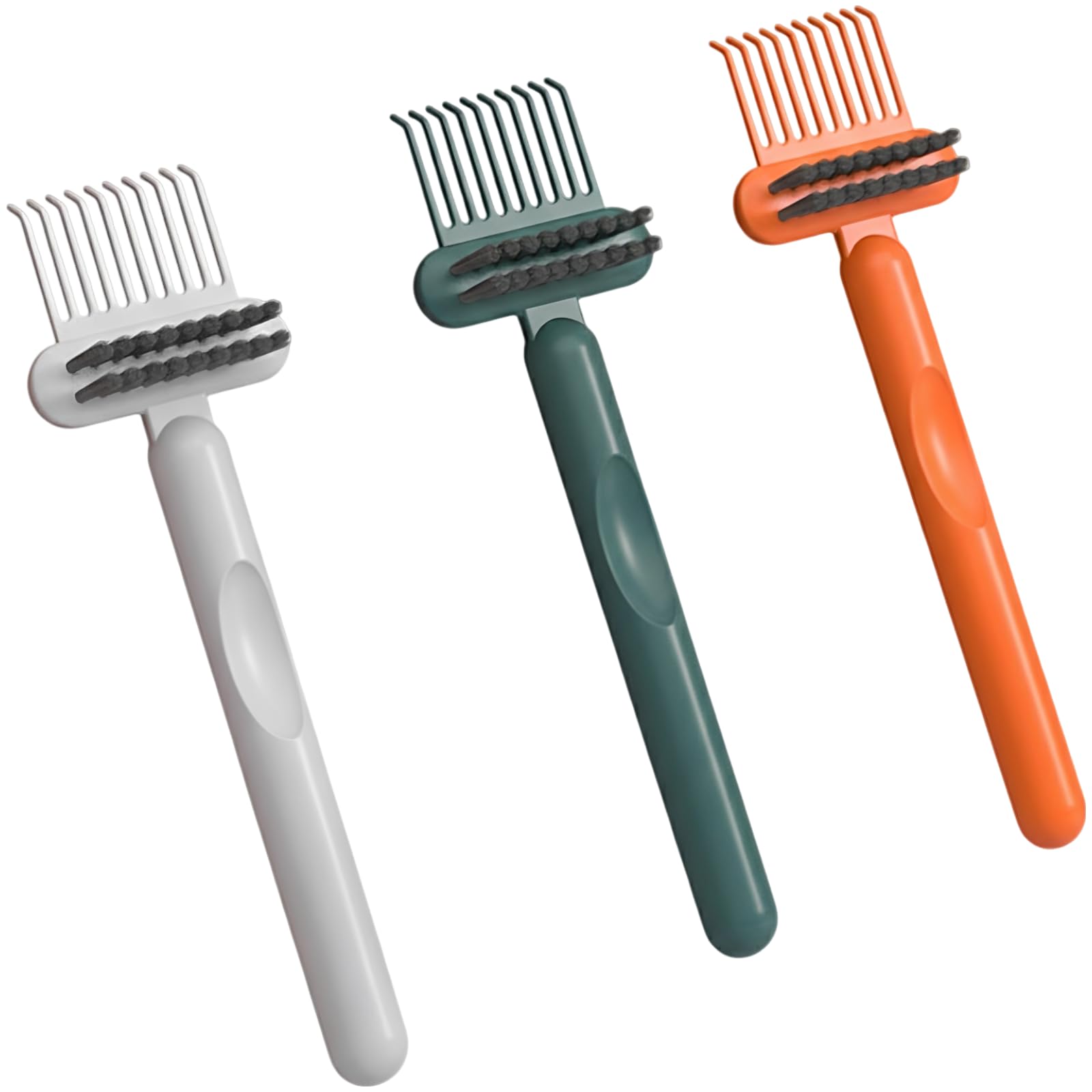 Set di 3 spazzole per la pulizia dei capelli, per la rimozione di polvere e capelli, mini spazzola con setole a rastrello a doppia estremità con manico lungo, strumento di pulizia leggero in