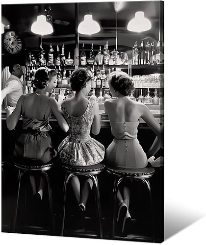 Pósteres vintage en blanco y negro de moda para mujer, arte de pared de cóctel, decoración de habitación femenina retro, impresiones en lienzo de