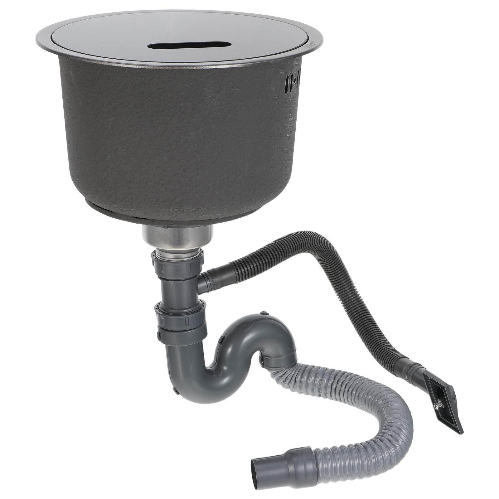 TOPBATHY Fregadero con Rebosadero Integrado de Acero Inoxidable 304 Redondo y Flexibilidad de Instalación Dual, Tamaño 30x28x17cm para Cocinas de Camping y Campervans