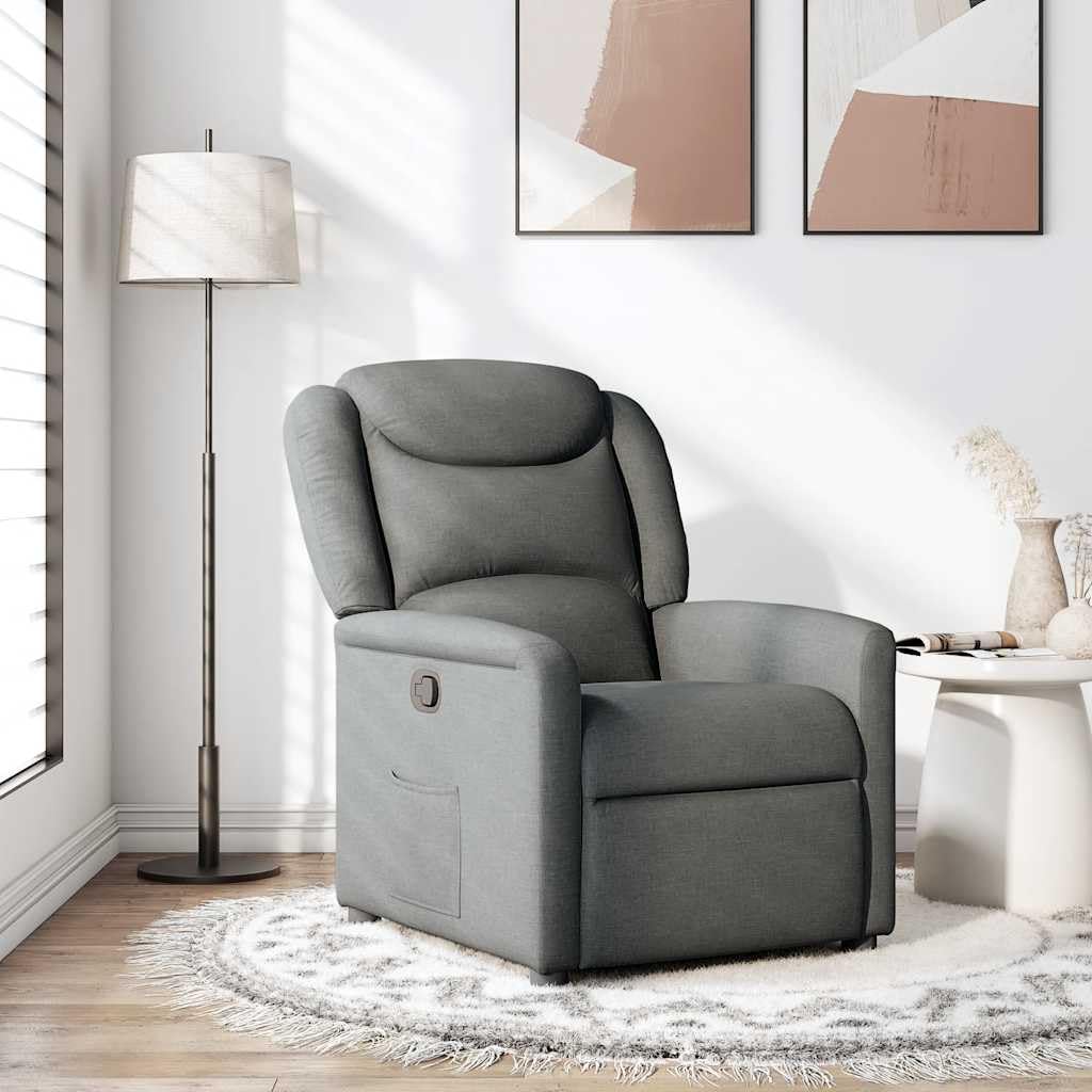 vidaXL Sillón reclinable de Tela Gris Oscuro