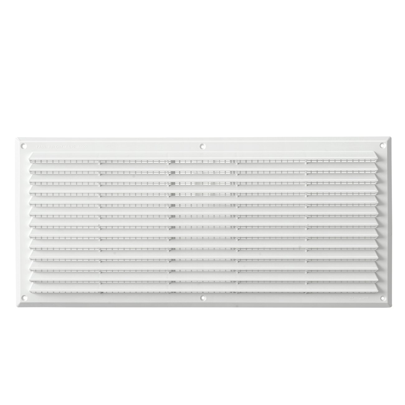 Kratka wentylacyjna ar5023b-y z tworzywa sztucznego, prostokątna, zachodząca na siebie kratka, biała, 500 x 227 mm