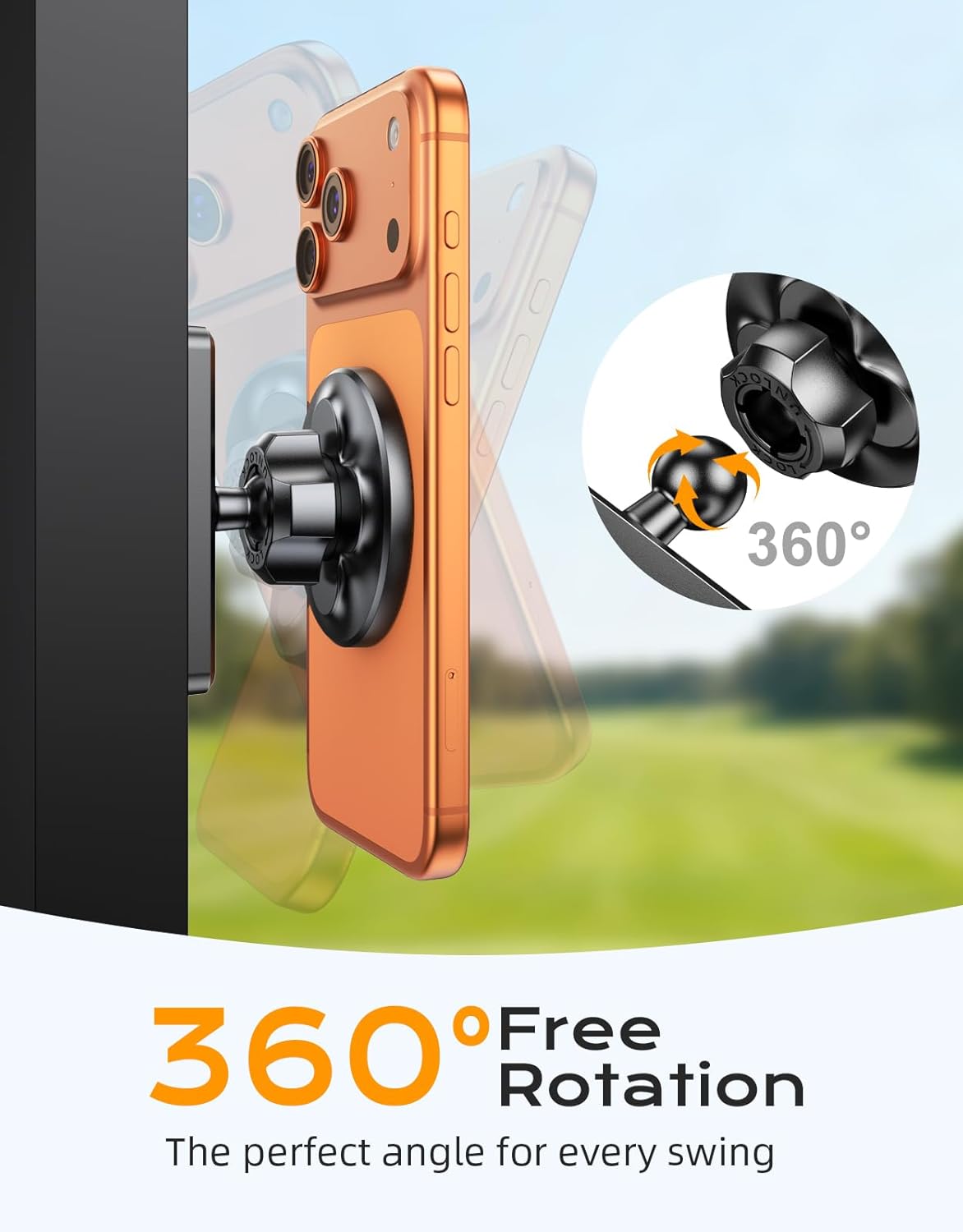 Magnetic Golf Cart Phone Holder, Strong Magnet Compatible with MagSafe iPhone 17-12 and Android, Golf Gifts for Men Women Golfers Dad Husband Him, Golf Accessories Fits EZGO Club Car Yamaha - Image 3