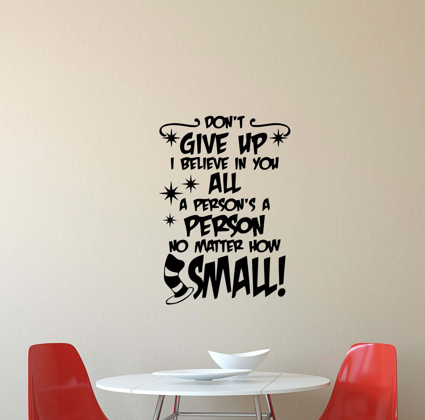 Seuss Wall Decal Don't Give Up Quote Lettering Stencil Vinyl Sticker Home Kids