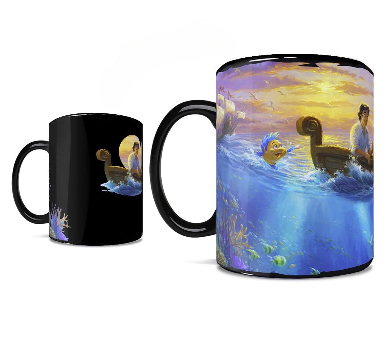 Morphing Mugs Disney – The Little Mermaid – Falling in Love – One 16 oz Heat Sensitive Clue Mug – Full Image Revealed When HOT Liquid Is Added