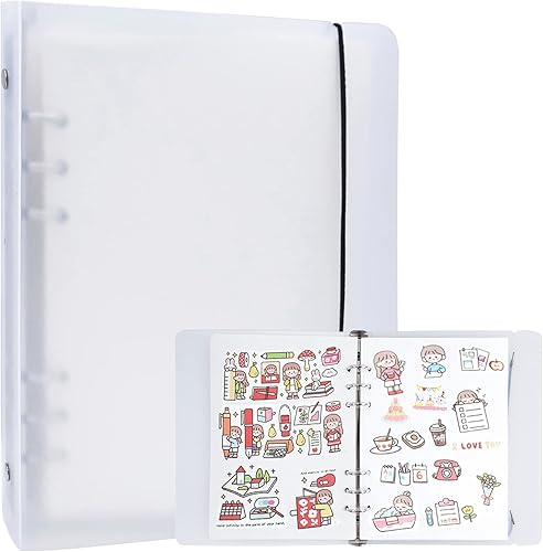 SZHTSWU Álbum de recolección de calcomanías reutilizables, libro de calcomanías de PP esmerilado translúcido, 80 hojas de calcomanías en blanco,