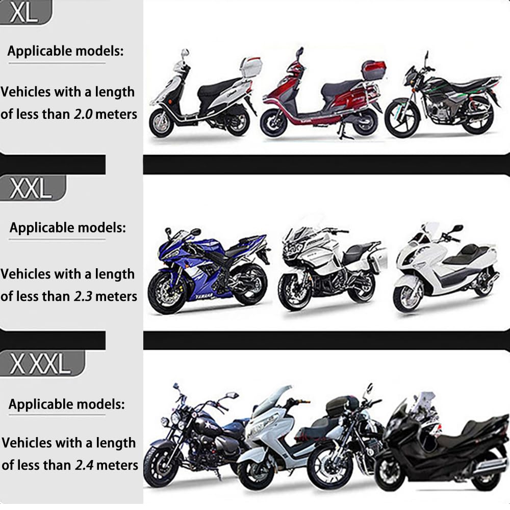 Housses de Moto, pour Piaggio MP3 300 2010-2024 Étanche Anti-Poussière Bâche Exterieur Hiver Été Moto Couverture avec Sac Rangement,XXXXL
