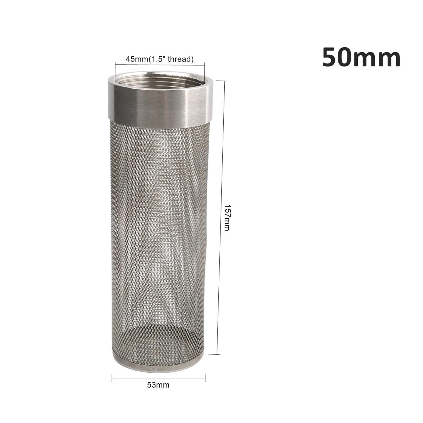 20–63 mm verlängertes Filternetz aus Edelstahl mit Außen-/Innengewinde for Gartenbewässerungsschläuche, Aquarium-Rohrfilter(Female-50mm)
