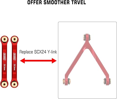 Miniatura 3 de INJORA Juego de 4 eslabones de aluminio CNC para SCX24 AXI90081 Deadbolt Axial 1/24 RC Crawler Car, 8 piezas (rojo)