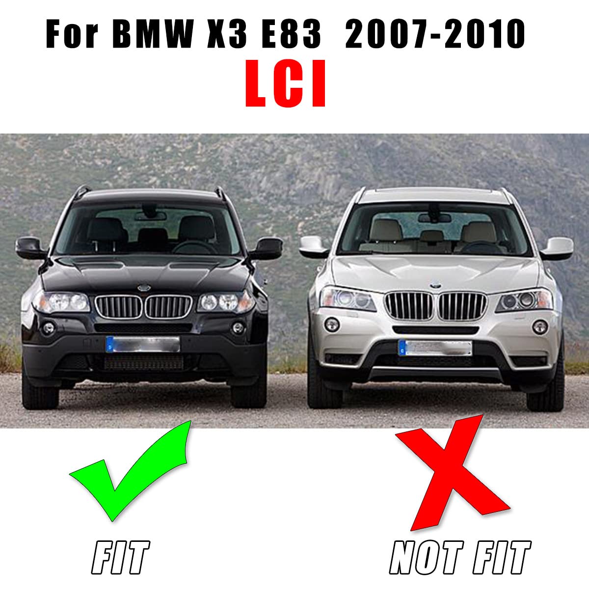 pour BMW X3 E83 LCI 2007-2010 Paire Avant antibrouillard Lampe Lunettes Couverture Garniture Grill 51113423790 51113423789