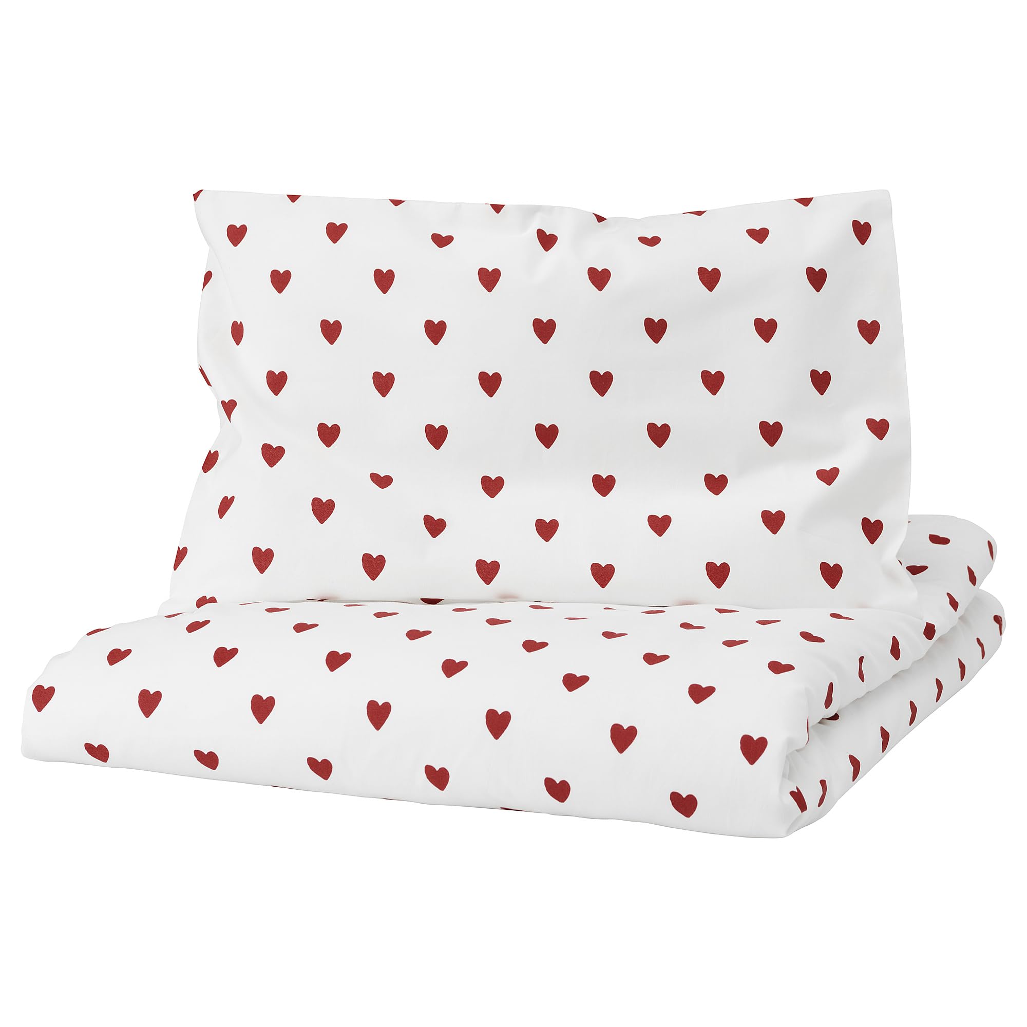 Housse de couette bébé anti-plis et facile à laver pour berceau à motif cœur rouge