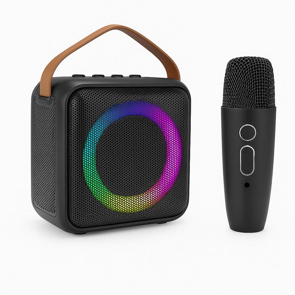 PartyBlast Karaoke Speaker and Wireless Mic for Kids Toddlers Bluetooth LED Portable Boys Girls Perfect Family Gatherings Birthday Parties Ages 4, 5, 6, 7, 8, 9, 10+ Years (Black/Blue/Beige)