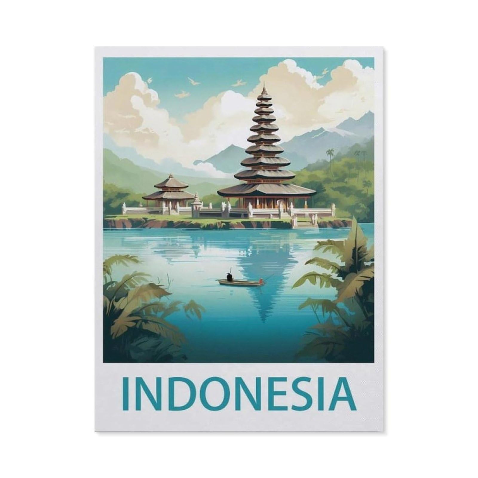 Funny Bathroom Wall Decor Signs，Indonesia(30x40cm）