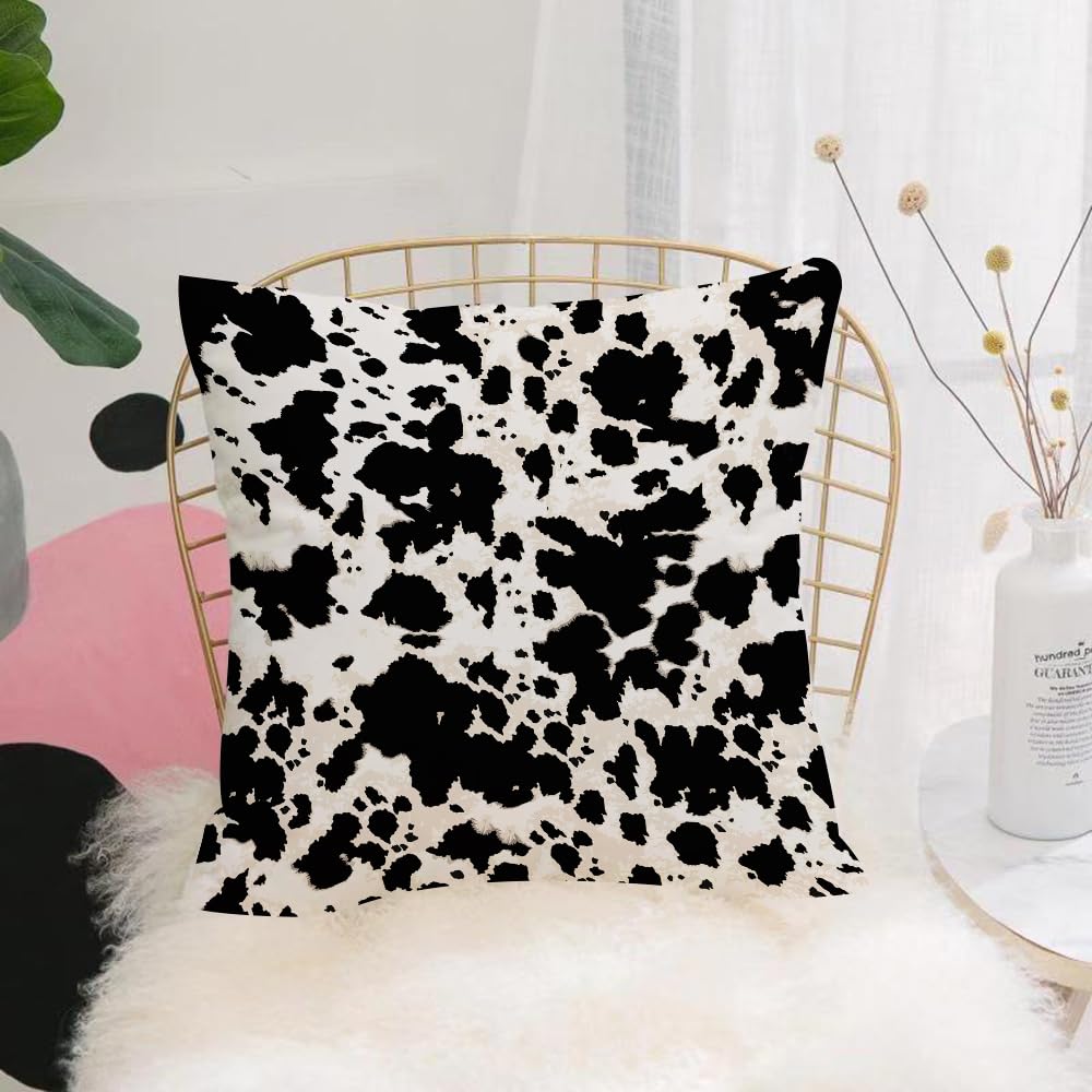 HYOSXW Cushion Cover,Throw Pillow Case Home Decorative for Living Room Bedroom Sofa Chair 16X16 Inch,Cow skin texture repeating black and white monochrome.,Pillowcase 40X40cm
