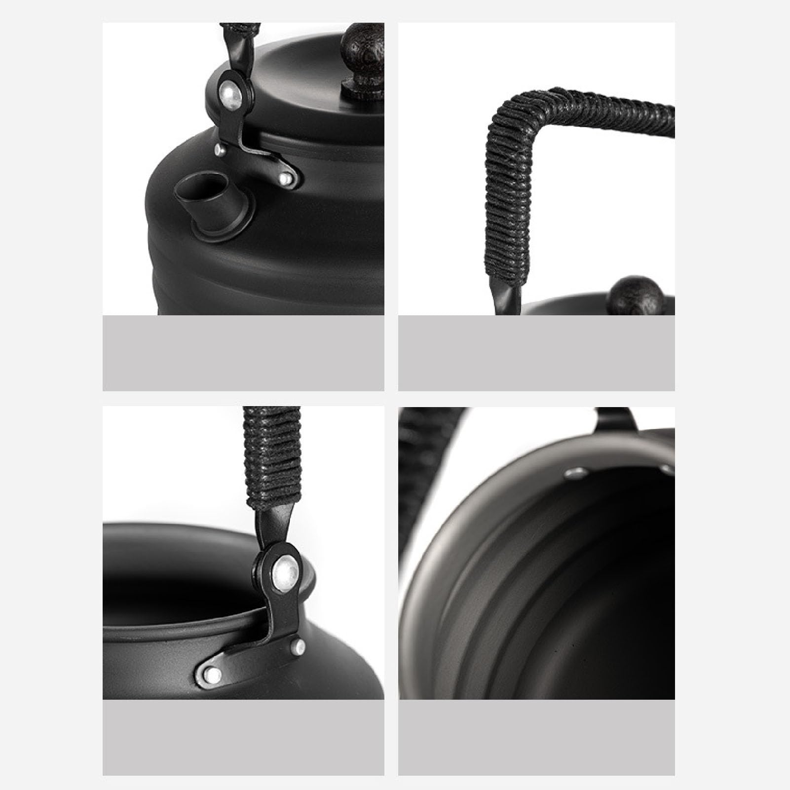 Hervidor de Camping para Fogatas Al Aire, Hervidor de té Grande para Acampar de 1,3 L, Tetera Ligera Portátil con Calentamiento Rápido, Ideal para Senderismo Al Aire, Viajes de Picnic