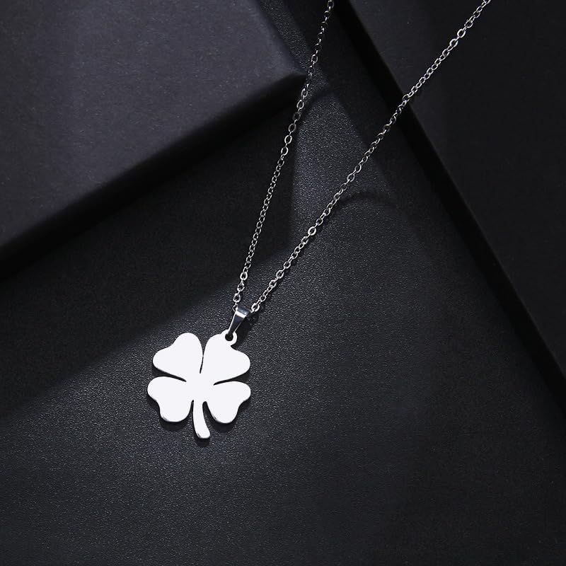 Elegant Stainless Steel Four Leaf Clover Necklace for Women – Gold Clover Pendant Necklace, Irish Shamrock Jewelry, Perfect Gold Clover Necklace for Women, 4 Leaf Clover Necklace, Lucky Charm Jewelry - Image 3