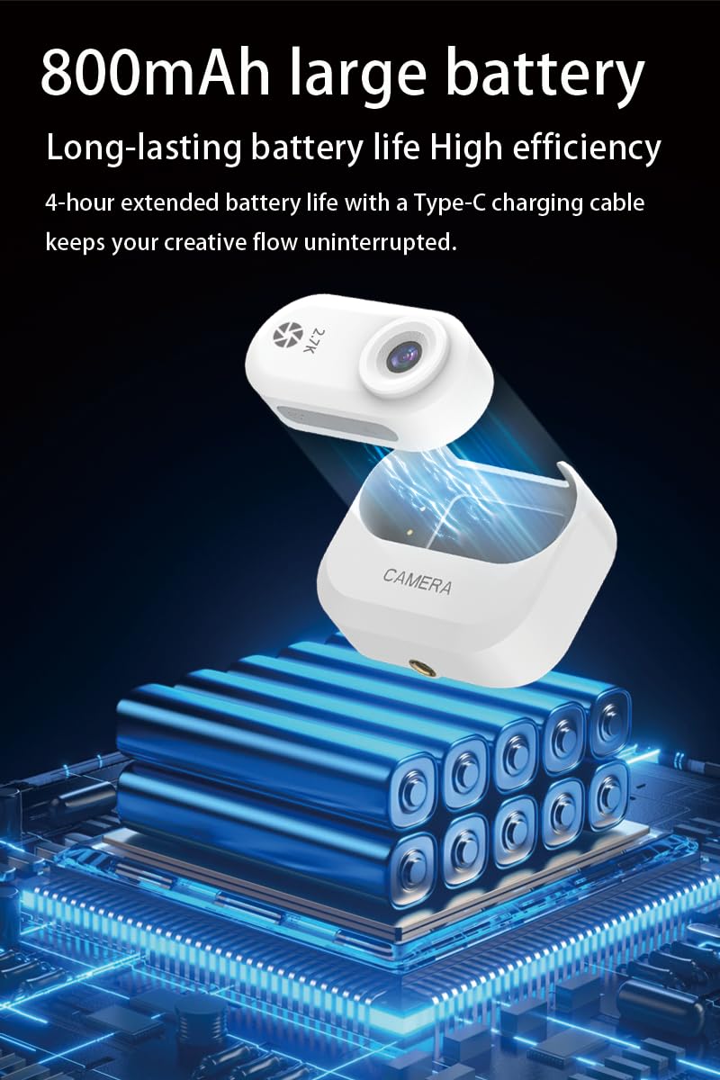 Mini caméra corporelle 2,7 K avec écran de 64 Go | Caméra d'action portable | Batterie 5 heures, support mains libres magnétique pour le travail, la sécurité, le sport, les animaux de compagnie, le