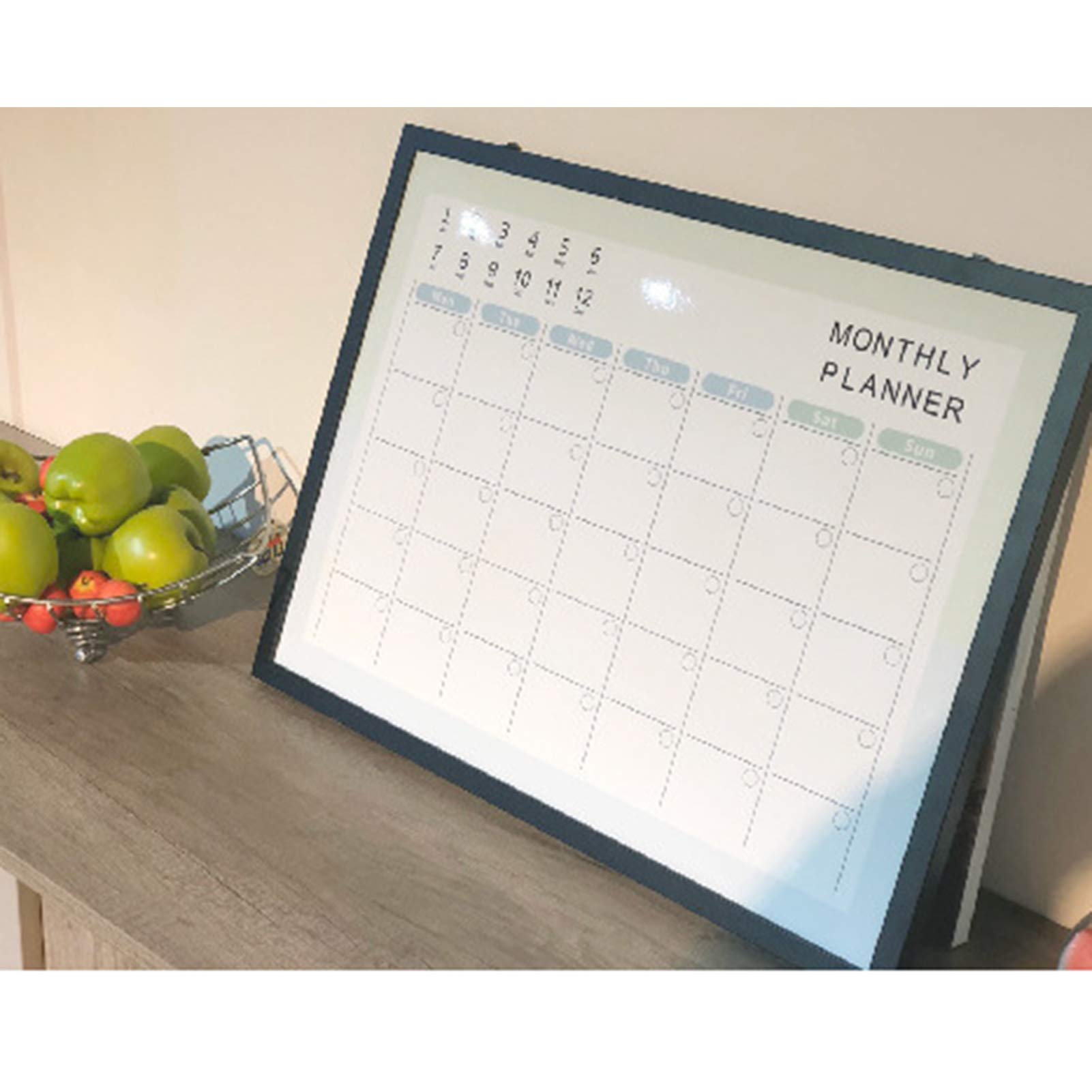 Whiteboard Planificateur Mensuel Tableau Effaçable à Sec Tableau Blanc Magnétique Mural pour La Planification D'itinéraire Et Les Tâches à Faire, Cadre en Bo(Size:45X60CM,Color:Cadre en Bois Noir)