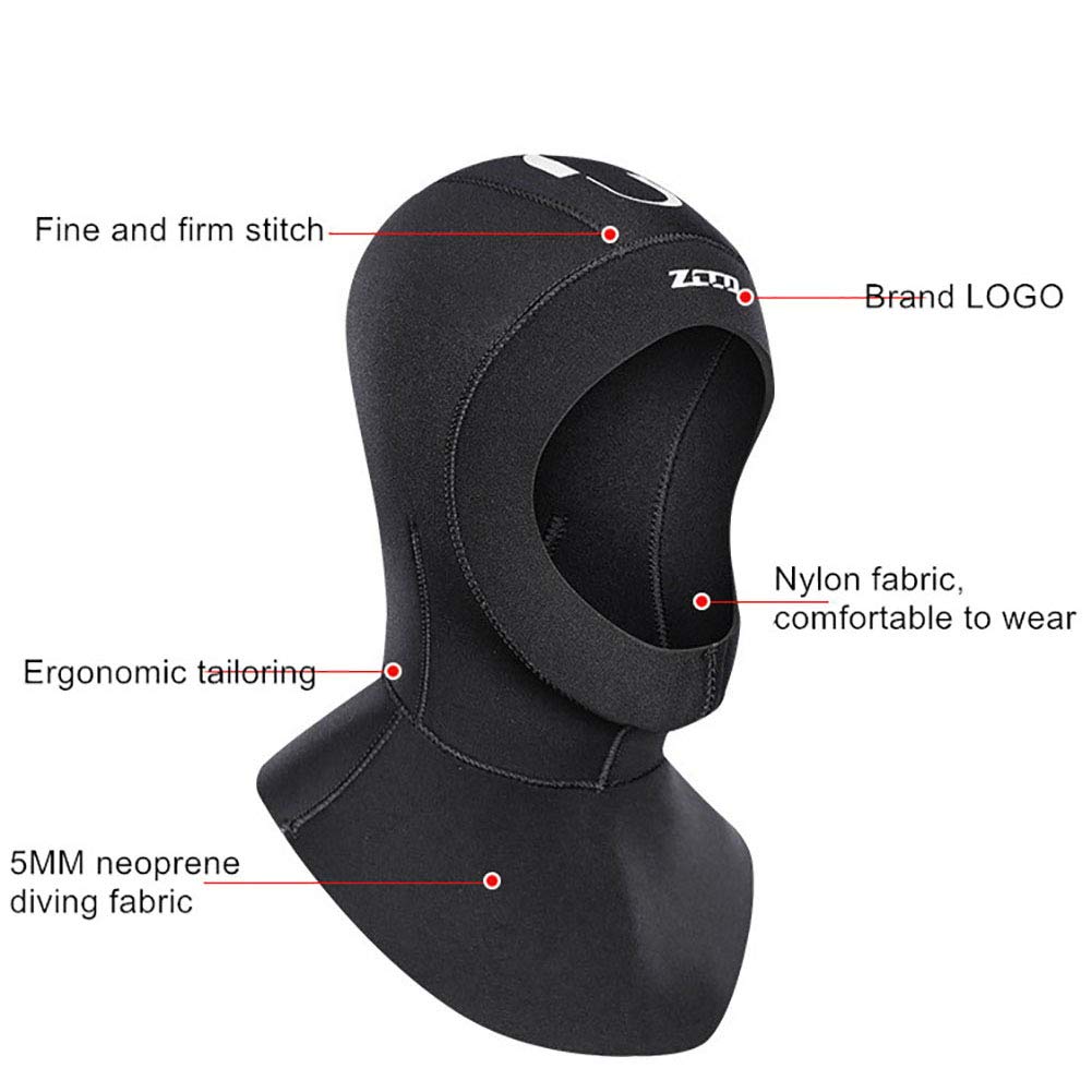 3mm Neoprene Scuba Diving Hat with Shoulder, Warm Wetsuit Cap Hood for Scuba Diving Snorkeling Surfing Winter Swimming Spearfishing,XL