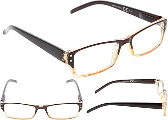 4-pack Rectangular Reading Glasses with Spring Hinges Includes Sunshine Readers