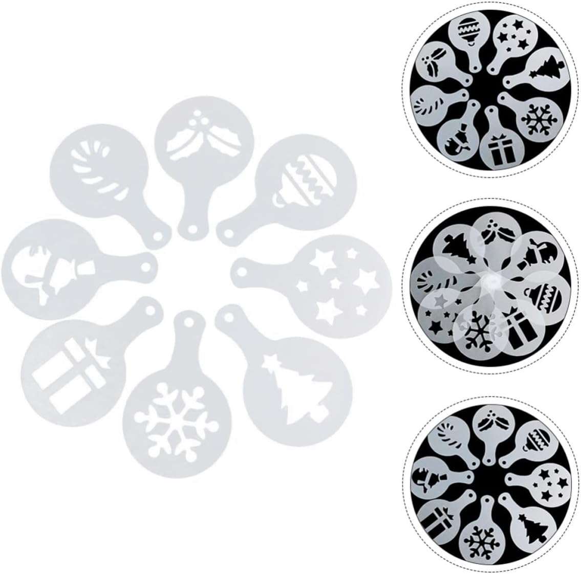 8 Pcs Christmas Themed Plastic Fondant Stencils, Creative Baking Mold