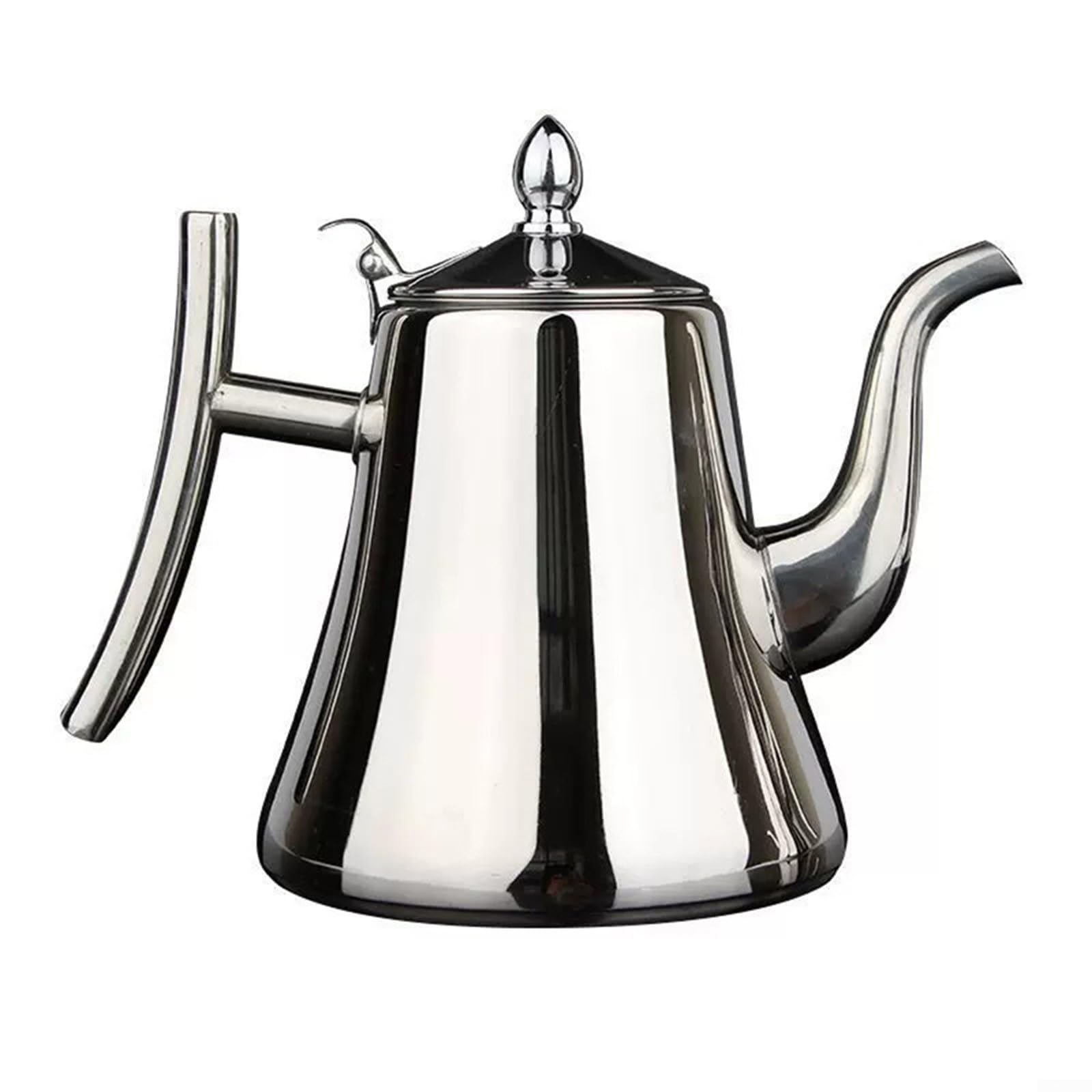 Kitchen Essential - Teiera in acciaio inox con manico comodo e design facile da preparare, adatta a induzione (2 l, argento)