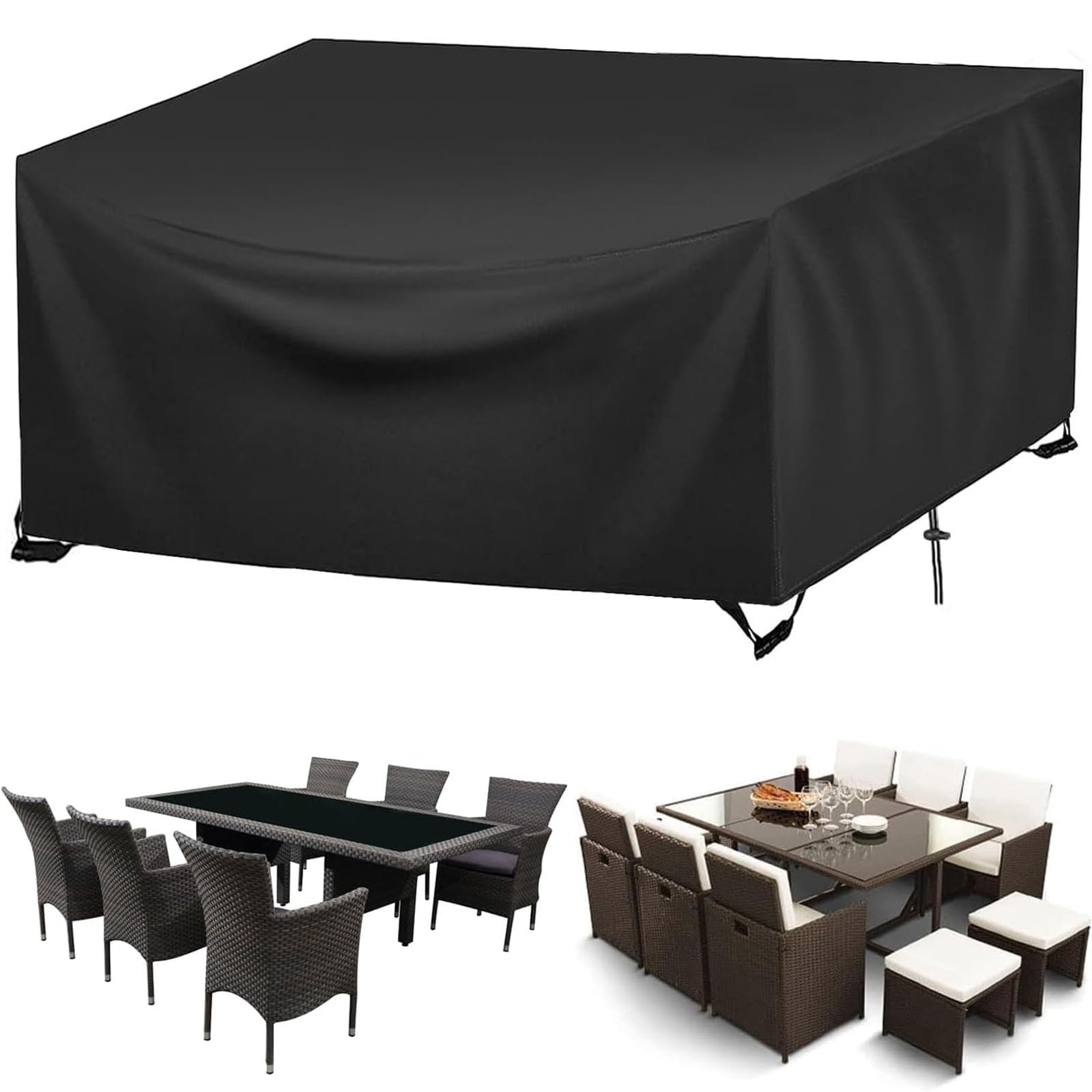 BDBSGBH Outdoor Garden Furniture Covers Waterproof 340x300x75cm (LxWxH) Heavy Duty RipProof 420D Large Patio Furniture Set Cover Windproof & UV Resistant Fabric Sofa Table Chair Bistro Set Cover