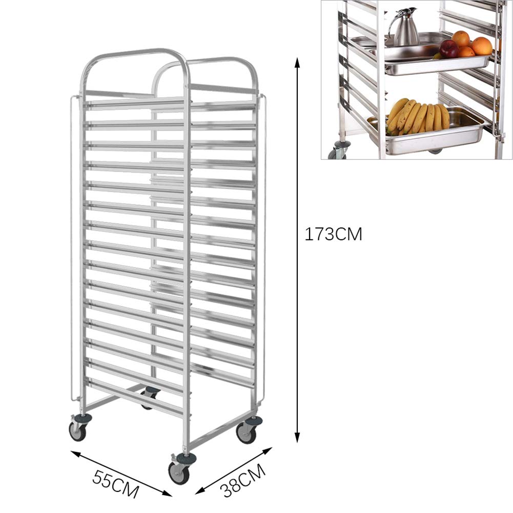 XEMQENER 15 Tier Stainless Steel Kitchen Rolling Cart Commercial