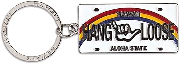 Welcome to the Islands Hawaiiana Keychain Metal License Plate Hang Loose