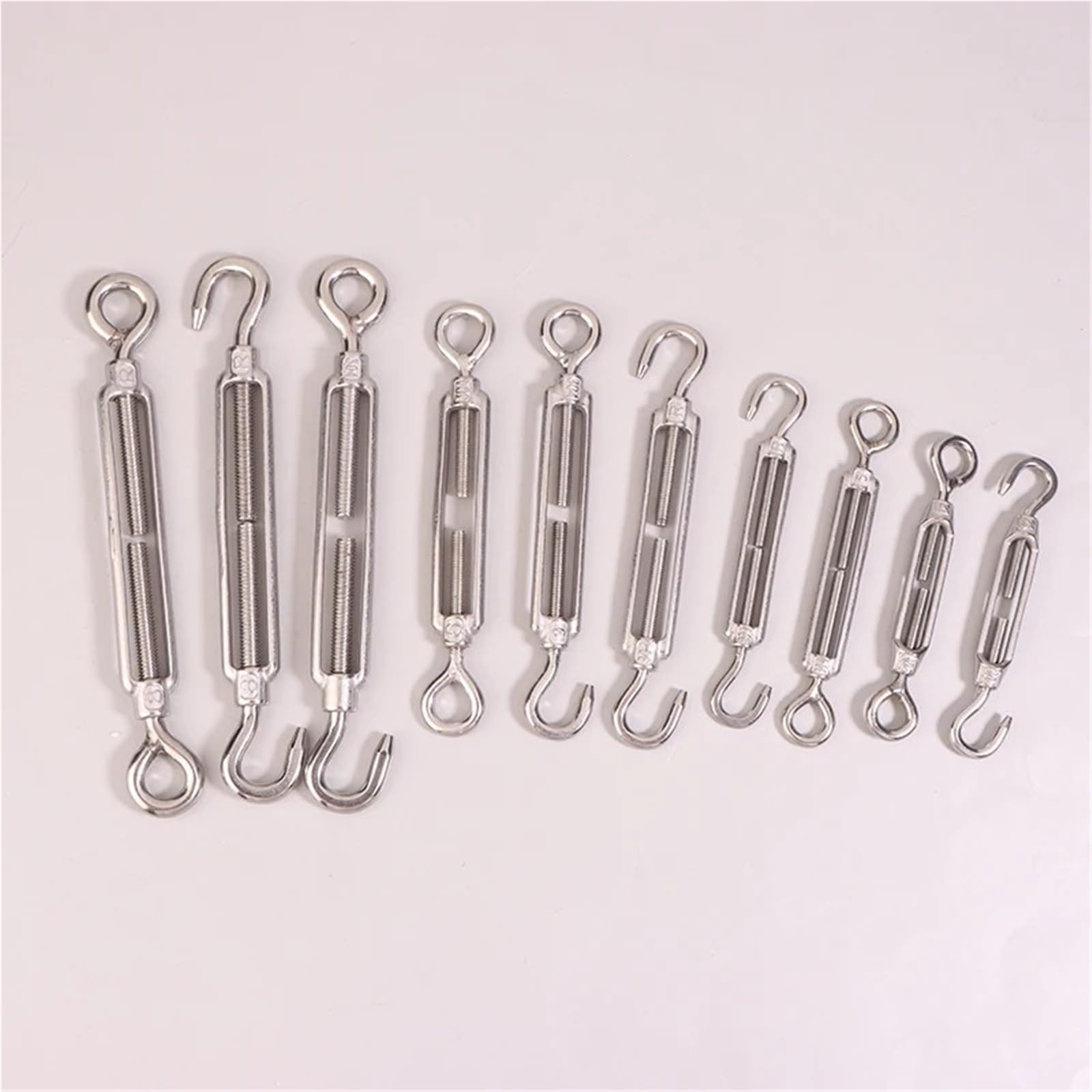 10 Piezas M4 M5 M6 M8 Acero Inoxidable 304 Ajuste Cadena Aparejo Ganchos Ojo Tensor Cuerda de Alambre Dispositivo tensión(M8-1)