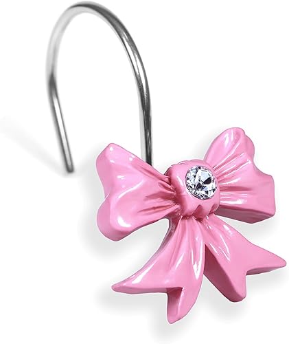 Miniatura 10 de Ganchos Decorativos Negros para Cortina de Ducha: Lindos Anillos para Cortina de Ducha de Acero Inoxidable Resistente al Óxido en Forma de Nudo