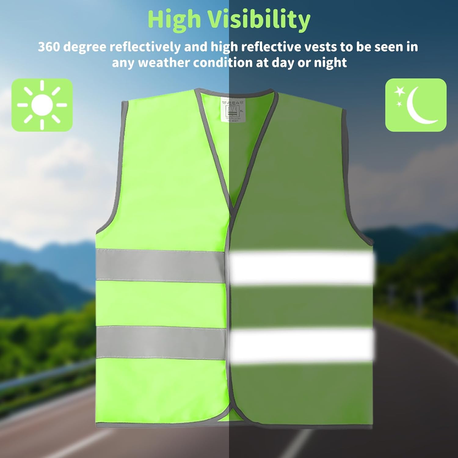 Gilet Sécurité Réfléchissant GEMILY - Haute Visibilité - Vert - Taille Universelle Homme/Femme