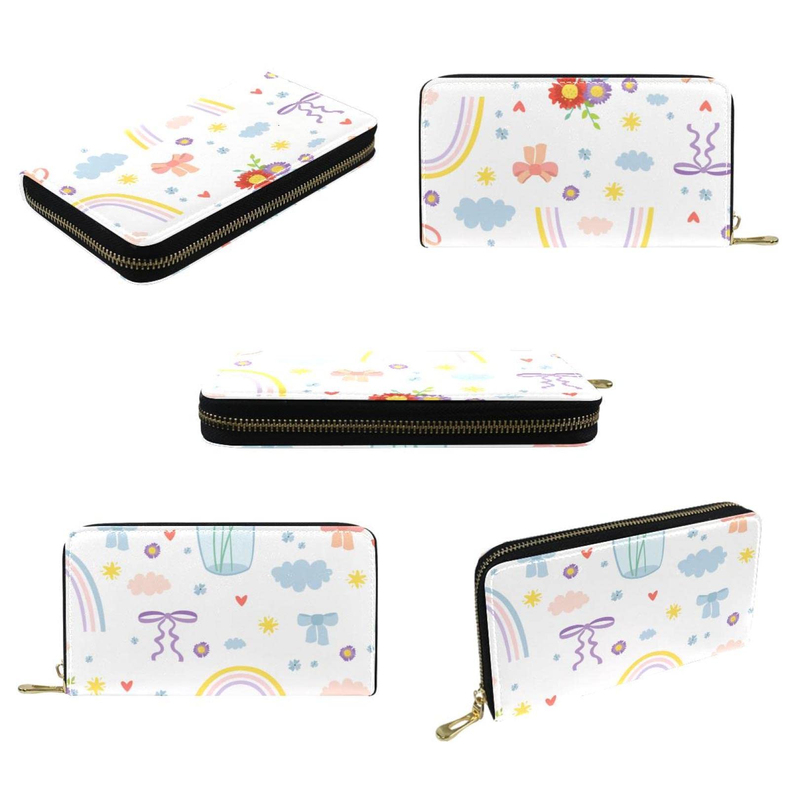 Portefeuille long classique en cuir arc-en-ciel pour femme et homme, multicolore, 19x11.5x2.5cm/7.5x4.5x1in, Classique