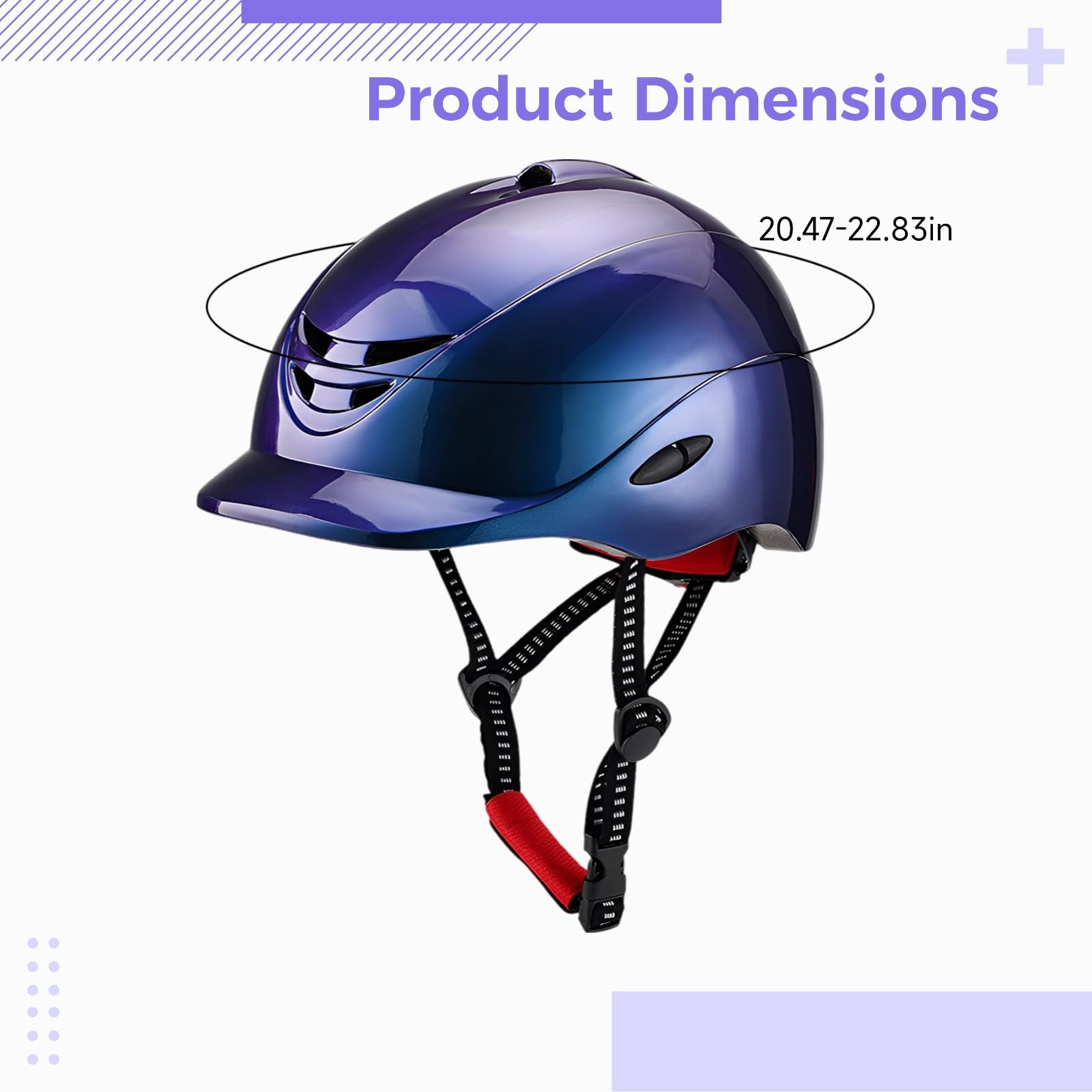 Kask ochronny jeździectwa, niebieski gradientowy, bufor EPS i plastik, 50 - 60 cm, kask jeździecki dla młodzieży i dorosłych
