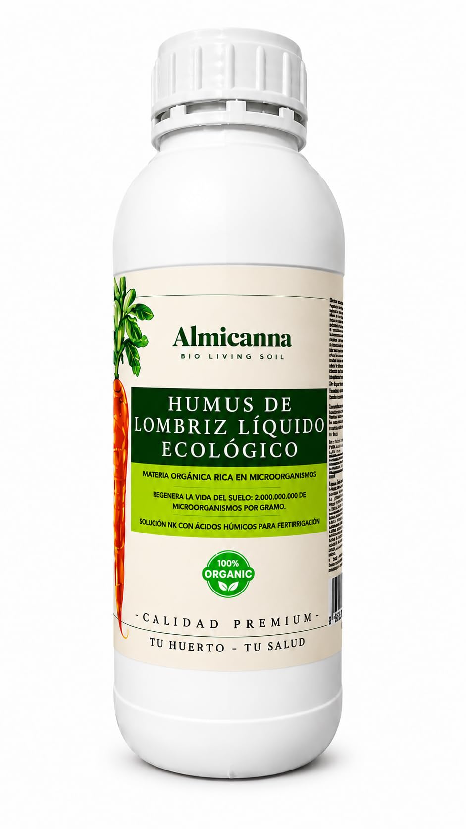Humus Líquido Orgánico ALMICANNA – Fertilizante Natural con Microorganismos Activos – Mejora del Suelo y Desarrollo Radicular – 100% Origen Natural (5L)