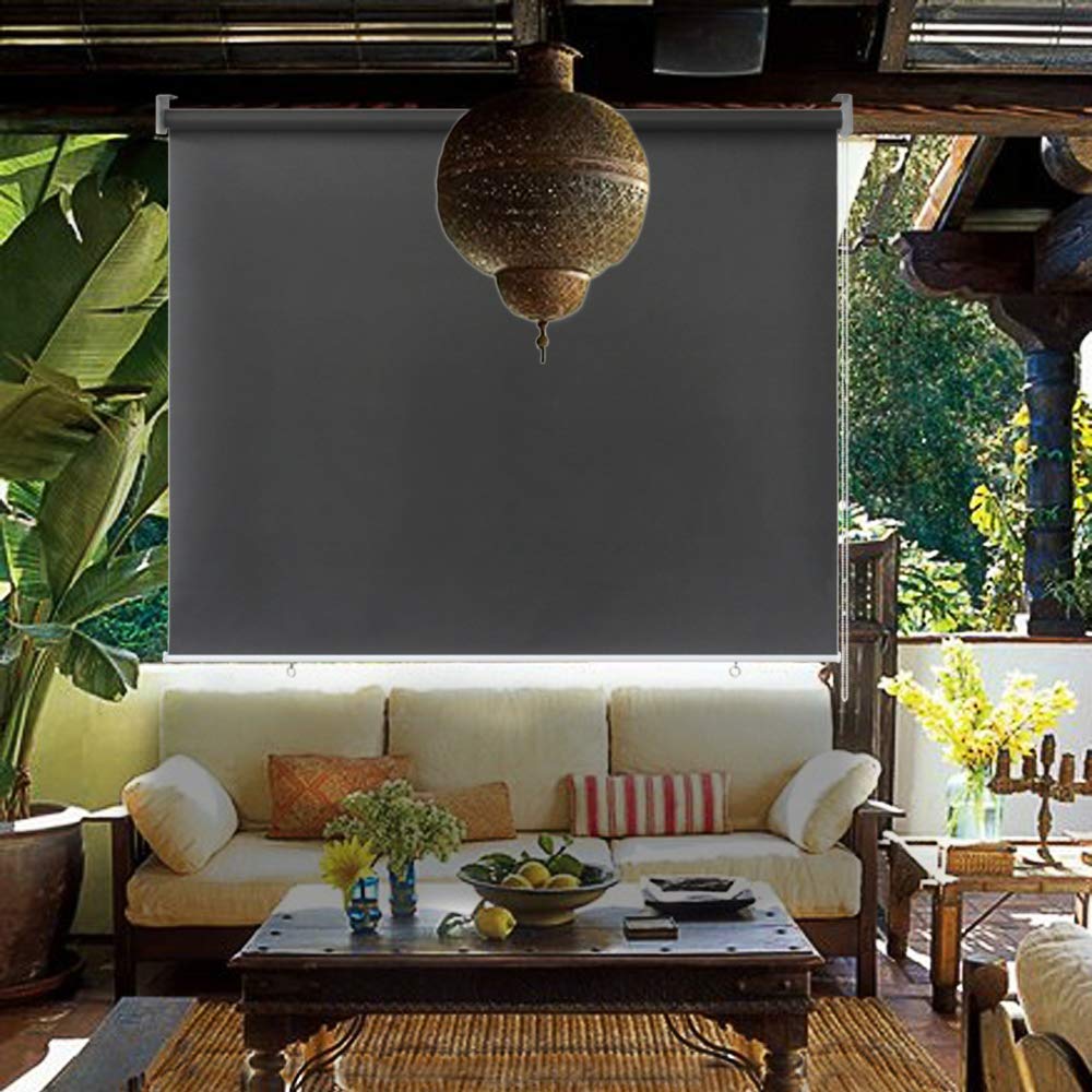 YUENFONG Außenrollo Balkon Sichtschutz Sonnenschutz Senkrechtmarkise Balkon Outdoor Rollo Beschattung UV Schutz (180 X 240cm, Anthrazit)