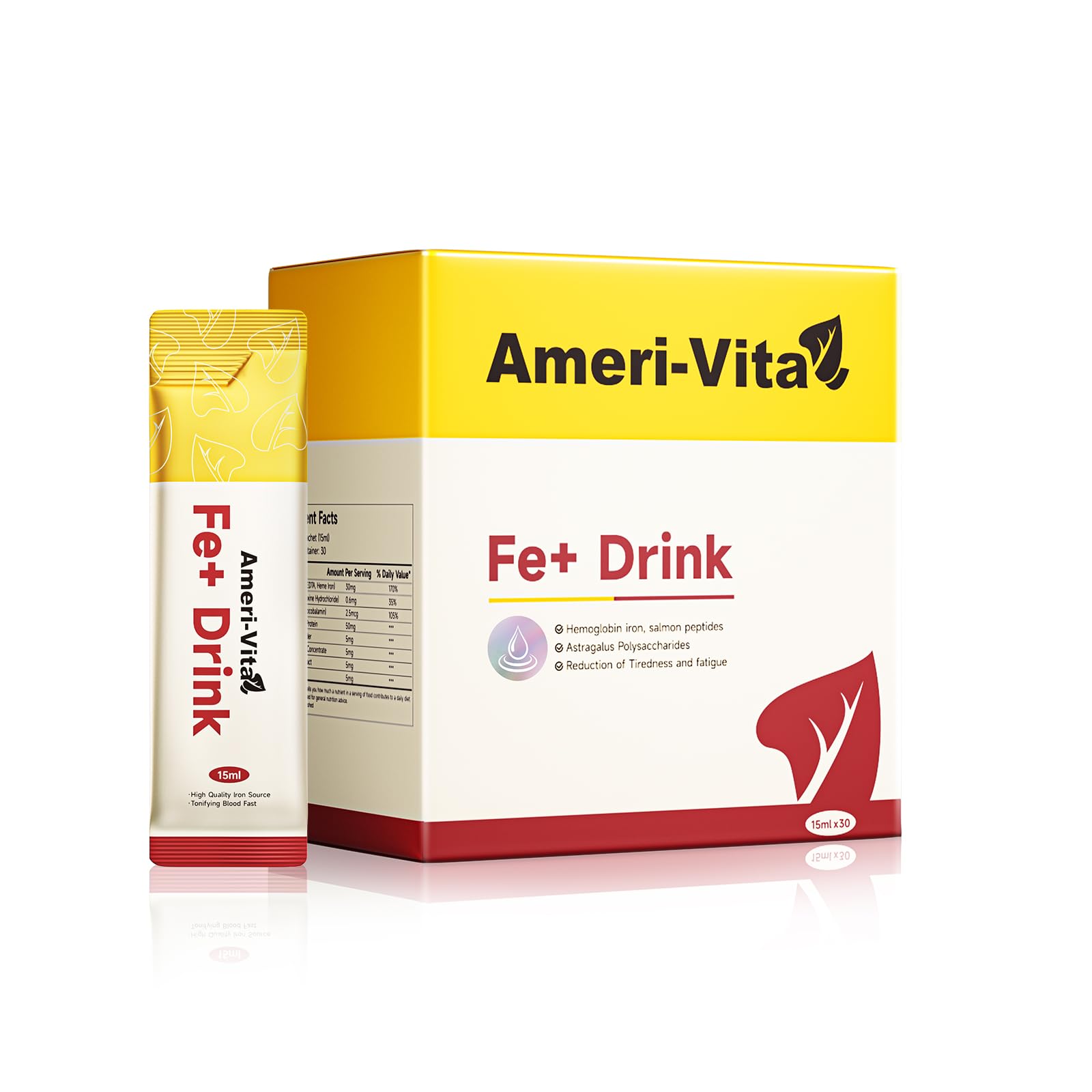 Liquid Iron Supplement for Women Men & Kids - High Absorption Heme Iron with Salmon Protein & Astragalus - Portable & Easy to Drink - Sugar-Free, Non-GMO, Grape Flavor - 30 Sachet