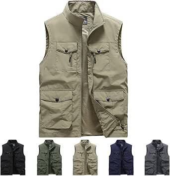 Chaleco Sin Mangas Para Hombre Con Múltiples Bolsillos - Ligero, Transpirable, Ideal Para Senderismo, Pesca Y Trabajo