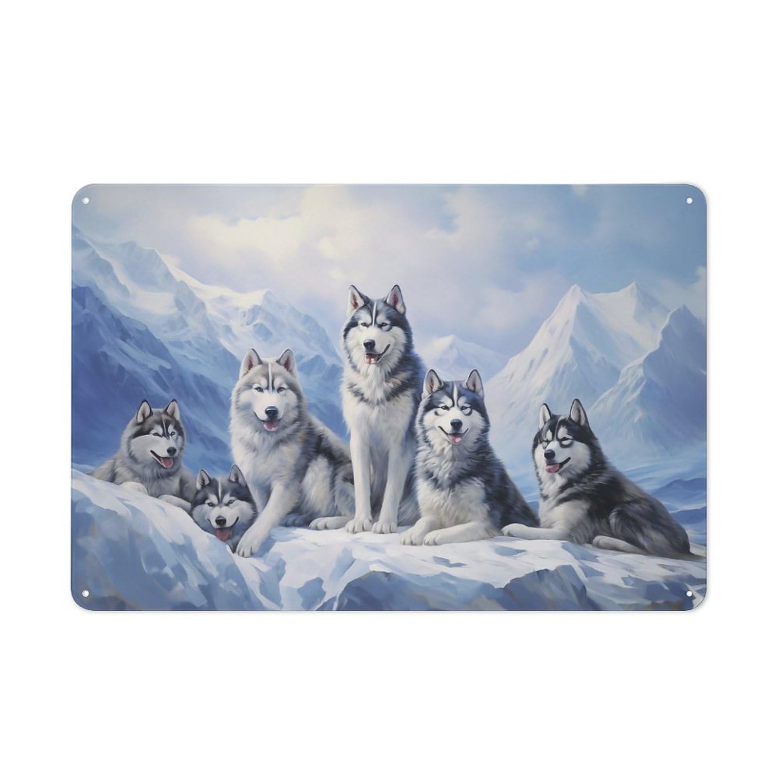 Shed Style Siberian Husky Pack 5 Tin Sign 20x30cm, Utility Space Decor for Greenhouse, Garden Room, Cafe Or Entryway