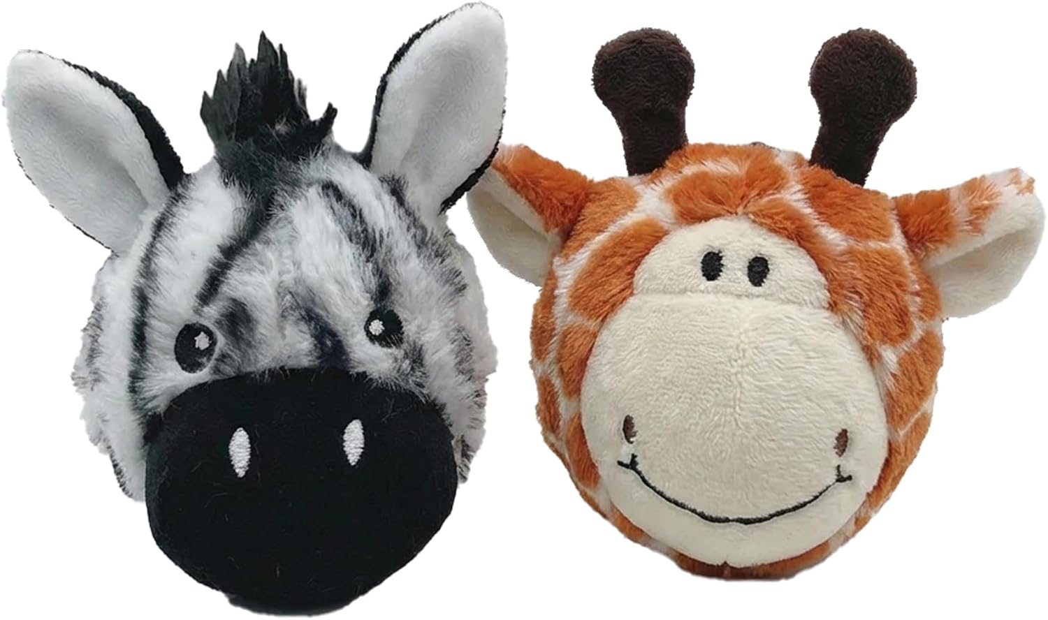 Set de 2 Pelotas Squeaky Jirafa y Cebra Pet Lou