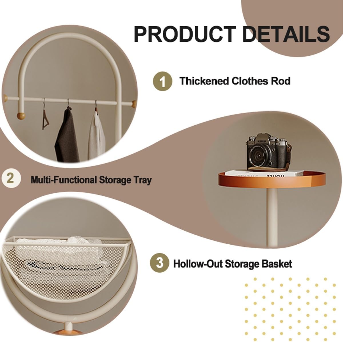 Metal hall tree, Coat Rack Freestanding with multi-tier organizer, Sturdy Coat Tree, Modern Coat Hanger Stand for Entryway, Living Room, Bedroom,Office(Orange)