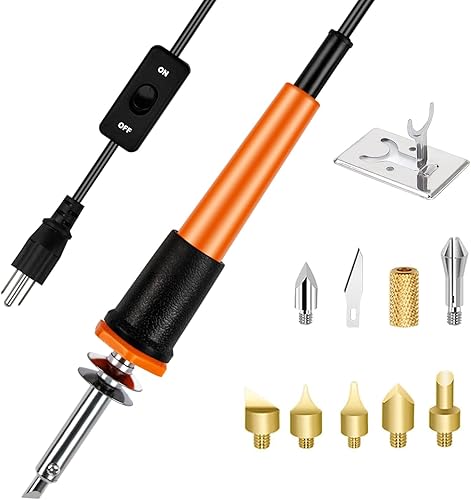 Kit de combustión de madera, herramienta de pirografía, kit de quemador de madera para principiantes y adultos (naranja rojo)