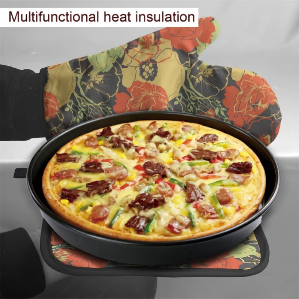 Oven Mitt and Pot Holder Set Heat Resistant Non Slip Kitchen Gloveslayer